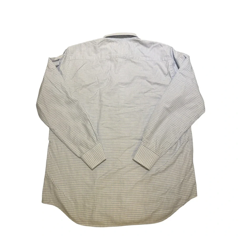 Bugatchi Shaped Fit Mens XL Long Sleeve Button Down Shirt Blue Gingham Check‎